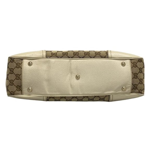 Gucci Tote Prince GG Pattern Beige Dark Brown Ivory Leather - Picture 5 of 15